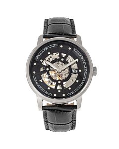 Men's Belfour Genuine Leather Black Dial Watch
