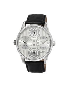 Men's Benedict Genuine Leather Silver-tone Dial Watch