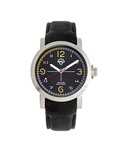 Men's Berge Leather Black Dial Watch