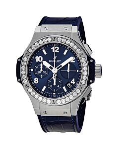 Men's Big Bang Chronograph Rubber with Alligator Leather Top Blue Dial Watch