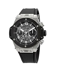 Men's Big Bang Unico Chronograph (Structured Lined) Rubber Matte Black Skeletonized Dial Watch