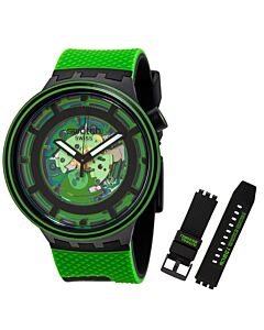 Men's Big Bold Planets Silicone Green Transparent (Skeleton) Dial Watch