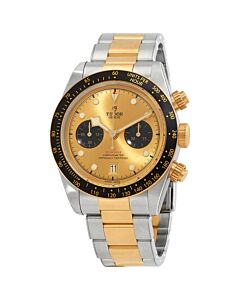 Men's Black Bay Chronograph Stainless Steel and Yellow Gold Champagne Dial Watch
