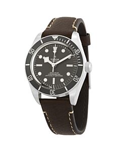 Men's Black Bay Leather Grey Dial Watch