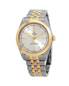 Men's Black Bay Stainless Steel and Yellow Gold Silver Dial Watch