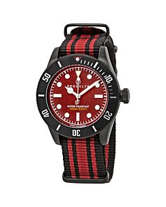 Men's Black Eyed Pea Black Ion-plated Stainless Steel Red Dial