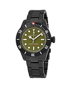 Men's Black Eyed Pea Black Ion-plated Stainless Steel Green Dial