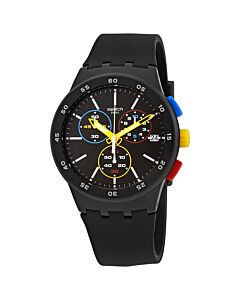 Men's Black-One Chronograph Silicone Black Dial Watch
