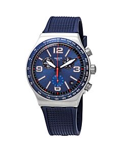 Men's Blue Grid Chronograph Rubber Blue Dial Watch