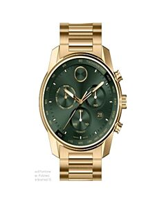 Men's Bold Chronograph Stainless Steel Green Dial Watch