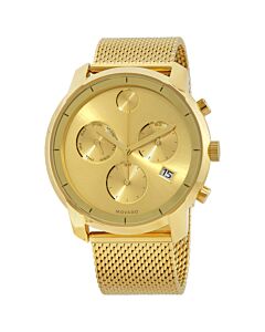 Men's Bold Chronograph Stainless Steel Mesh Champagne Dial