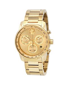 Men's Bold Chronograph Stainless Steel Yellow Gold Dial Watch