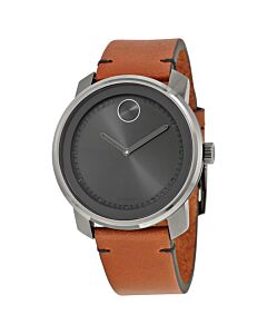Men's Bold Brown Leather Grey Dial