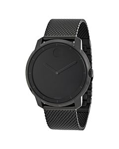 Men's Bold Black Ion-plated Stainless Steel Mesh Black Dial