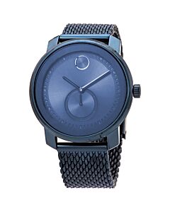 Men's Bold Stainless Steel Mesh Blue Dial Watch
