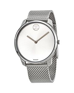 Men's Bold Stainless Steel Mesh Silver Dial Watch