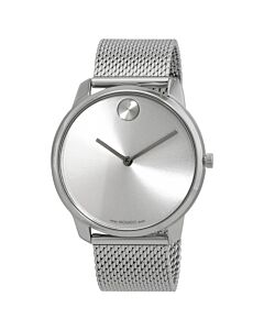 Men's Bold Thin Stainless Steel Mesh Silver-tone Dial Watch