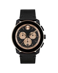 Men's Bold TR90 Chronograph Leather Black Dial Watch