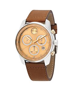 Men's Bold Verso Chronograph Leather Gold Dial Watch