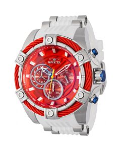Men's Bolt Chronograph Silicone and Stainless Steel Red Dial Watch