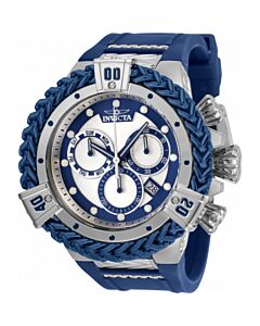 Men's Bolt Chronograph Silicone and Stainless Steel Silver Dial Watch