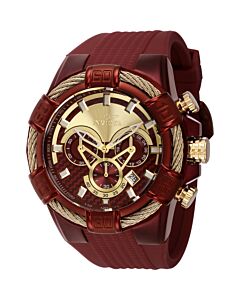 Men's Bolt Chronograph Silicone Gold and Red Dial Watch