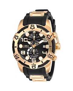 Men's Bolt Chronograph Silicone with Rose Gold-plated Barrel Inserts Black Dial Watch