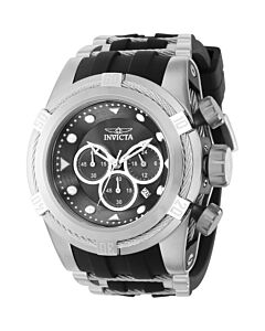 Men's Bolt Chronograph Silicone with Silver-tone Wire Inserts Black Dial Watch