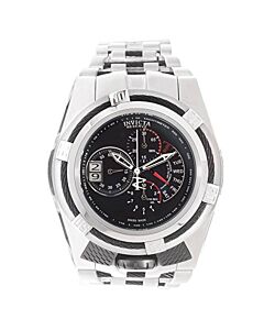 Men's Bolt Chronograph Stainless Steel with Grey Cable Wire Trim Black Dial Watch