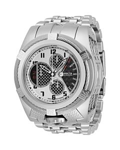 Men's Bolt Chronograph Stainless Steel with Silver-tone Cable Wire Trim Antique Silver Dial Watch