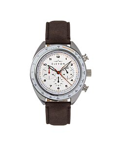 Men's Bombardier Chronograph Genuine Leather White Dial Watch