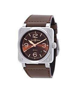 Men's BR 03 Golden Heritage Calfskin Leather Brown Dial Watch