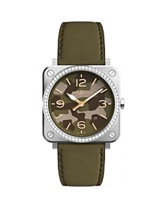 Men's BR S Leather Khaki Camouflage Dial Watch