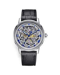 Men's Brandenburg Diamond Silver Calfskin Silver-tone Dial Watch
