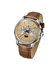 Men's Broadway Genuine Leather Champagne Dial Watch