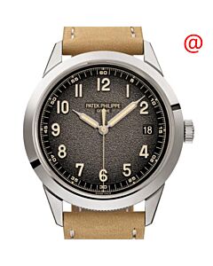 Men's Calatrava Calfskin Textured Charcoal Gray Dial Watch