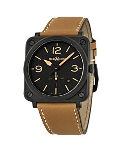 Men's (Calfskin) Leather Black Dial Watch