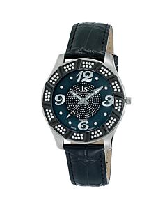 Men's Calfskin Leather Black mother of pearl encrusted with crystals Dial