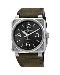 Men's (Calfskin) Leather (Synthetic Fabric) Anthracite Grey Sunray Dial Watch