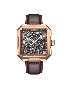 Men's Campbell Leather Rose Gold-tone Dial Watch