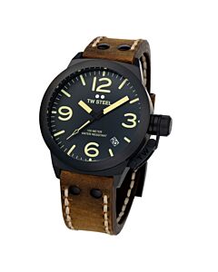 Men's Canteen Leather Black Dial Watch