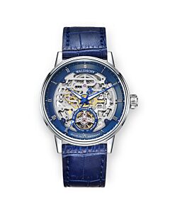 Men's Capital Leather Blue (Skeleton Center) Dial Watch