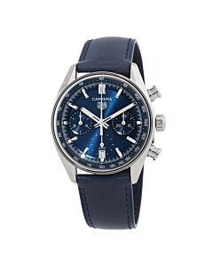 Men's Carrera Chronograph Leather Blue Dial Watch