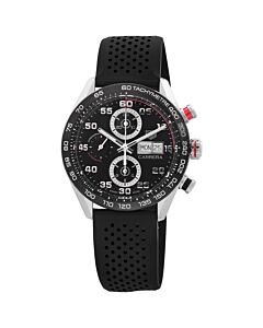 Men's Carrera Chronograph Rubber Black Dial Watch