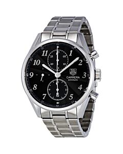 Men's Carrera Heritage Chronograph Stainless Steel Black Dial Watch