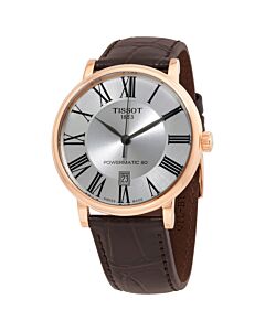 Men's Carson Leather Silver Dial Watch