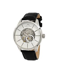 Men's Cassius Automatic Leather White (Skeleton Center) Dial Watch