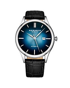 Mens Casual Leather Blue Dial Watch