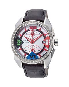 Men's Cavallo Pazzo Diamond Chronograph Leather Mother of Pearl Dial Watch