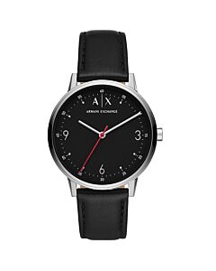 Men's CAYDE Leather Black Dial Watch